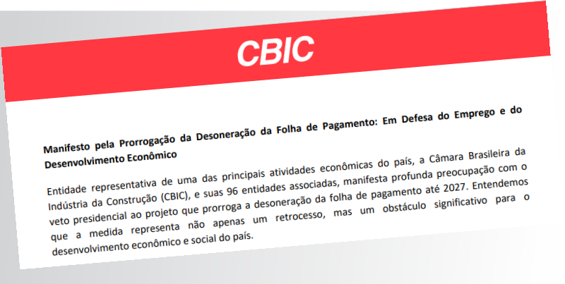  Setor da construção civil se manifesta contra o veto pela prorrogação da Folha de Pagamento